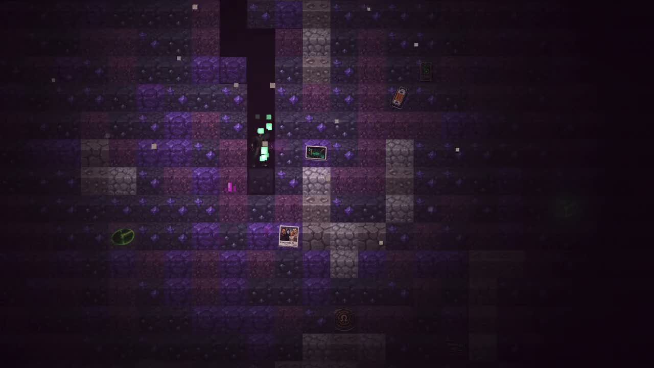 An excavator digging through purple rock, deep underground